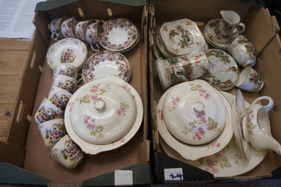 Appraisal: Two Trays comprising Pheonix Ware Plates Cups Cream etc Royal