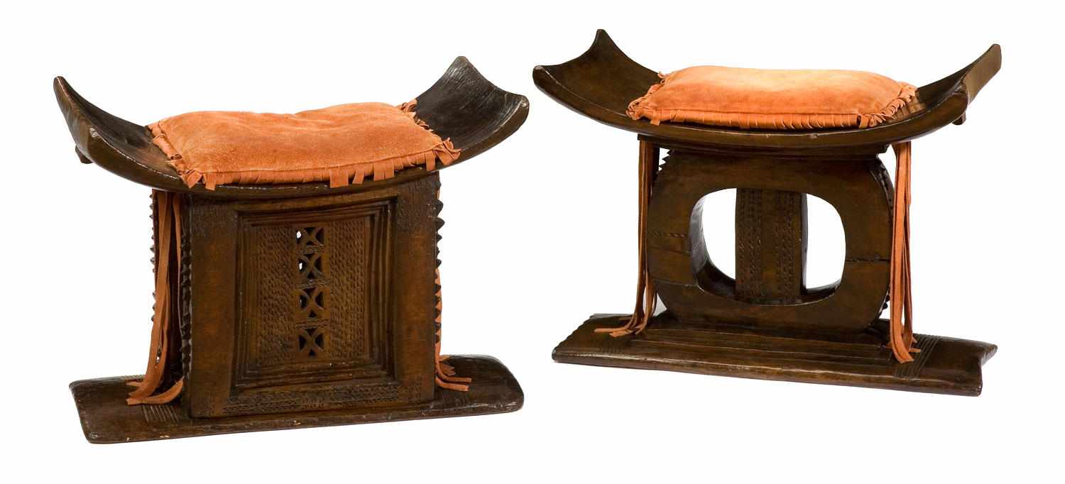 Appraisal: A pair of African hardwood stools height in width in