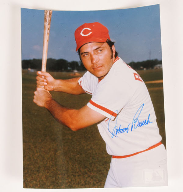 Appraisal: Johnny Bench Autographed x photograph and signed Pete Rose st