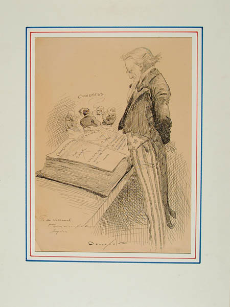 Appraisal: LARGE ORIGINAL PEN AND INK CARTOON DRAWING OF UNCLE SAM