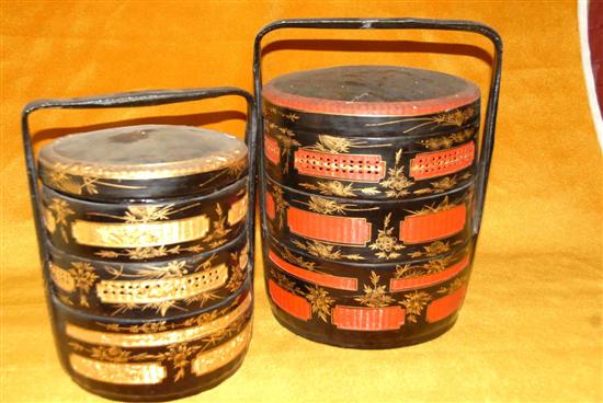 Appraisal: TWO ORIENTAL LACQUERED PICNIC BOXES