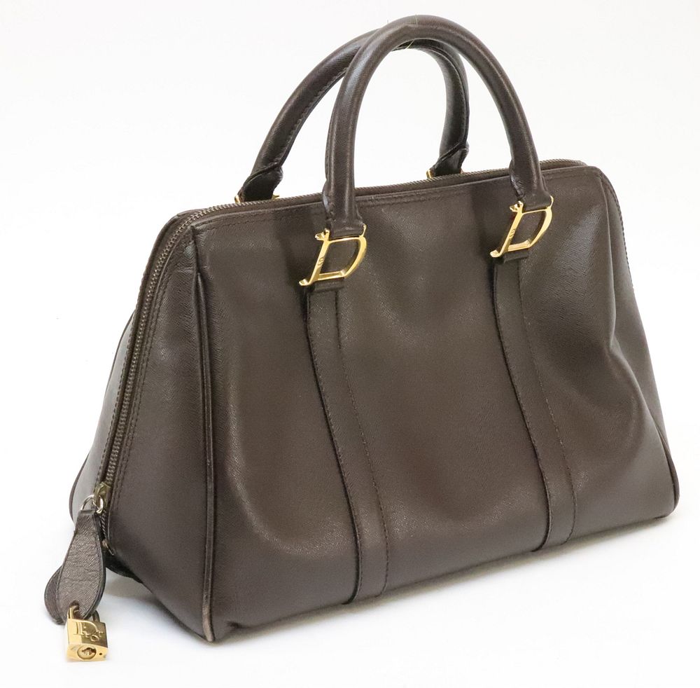 Appraisal: Christian Dior Leather Boston Bag A brown leather Boston bag