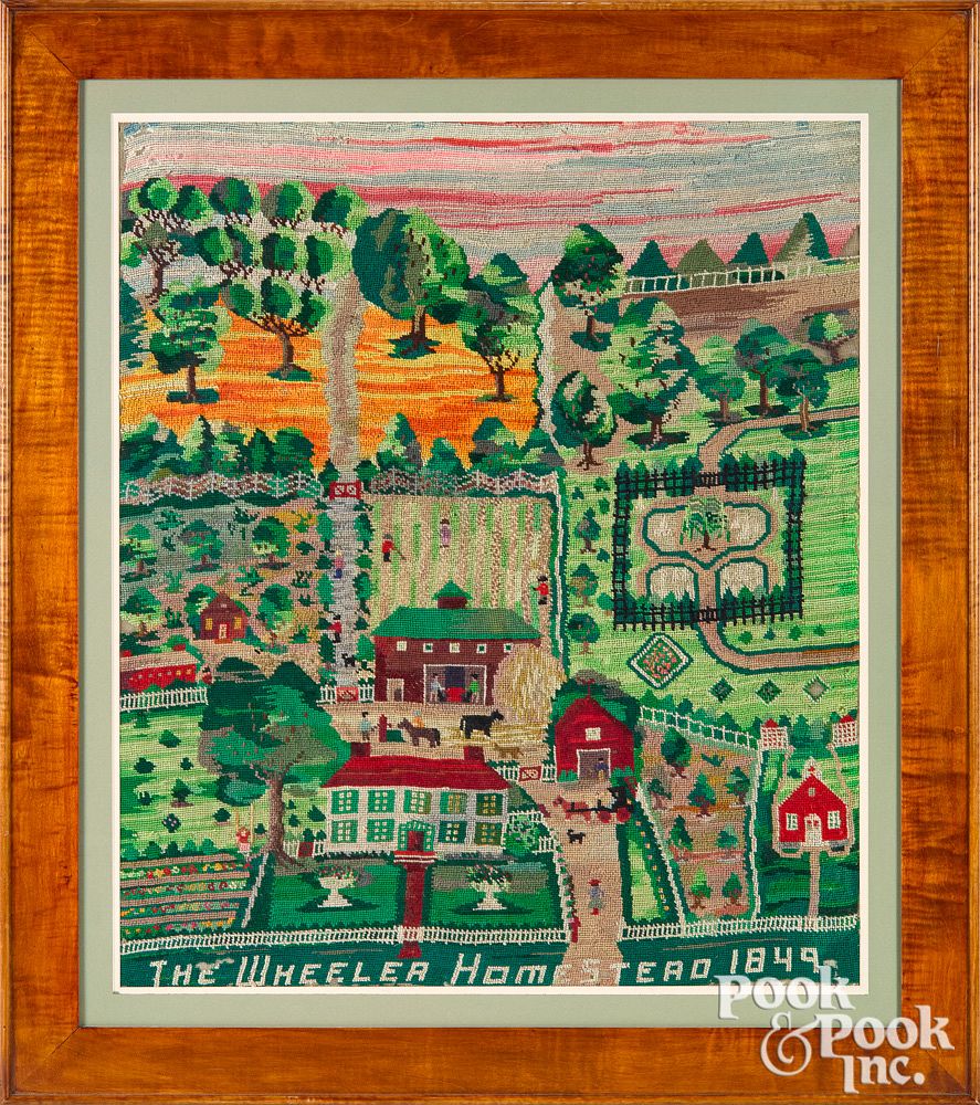 Appraisal: Burlington Vermont large wool embroidery Burlington Vermont large wool embroidered