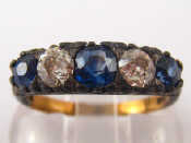 Appraisal: An carat gold and silver five stone sapphire and old