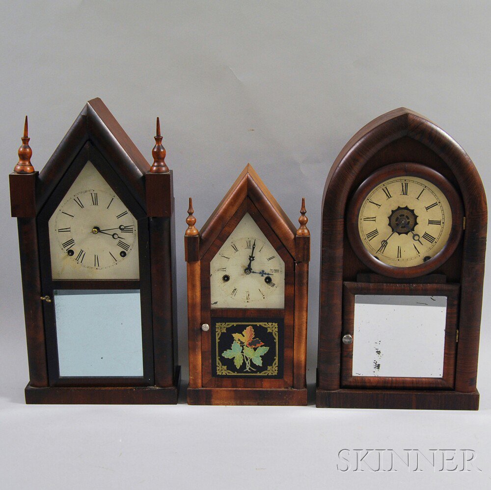 Appraisal: Two Connecticut Steeple Clocks and a Beehive Clock c the