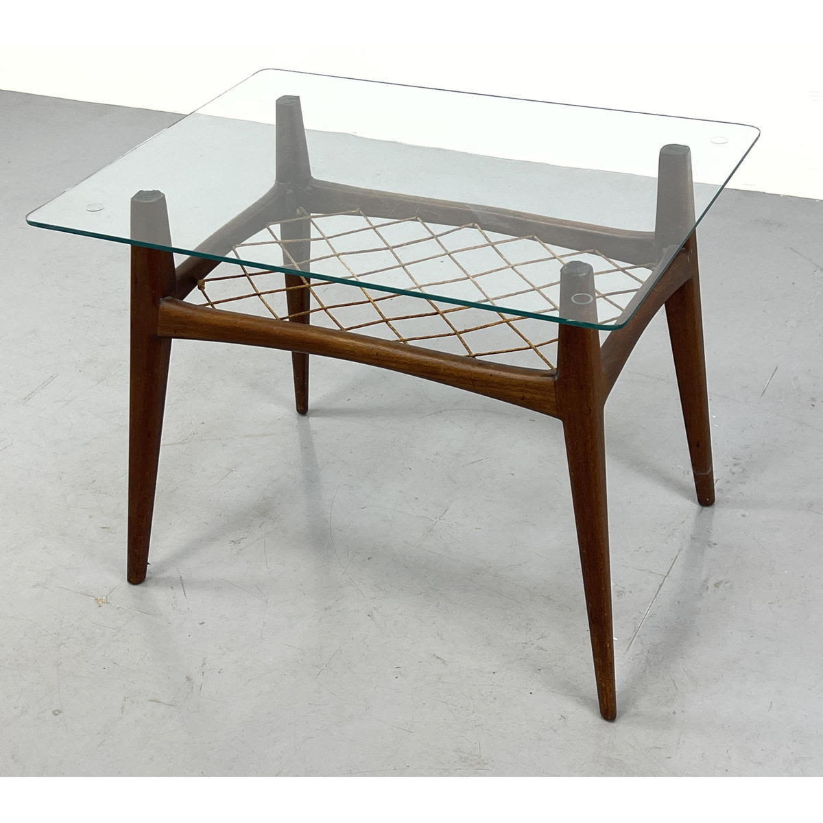 Appraisal: Gio Ponti style Glass Top Side Table Twine Woven Lower