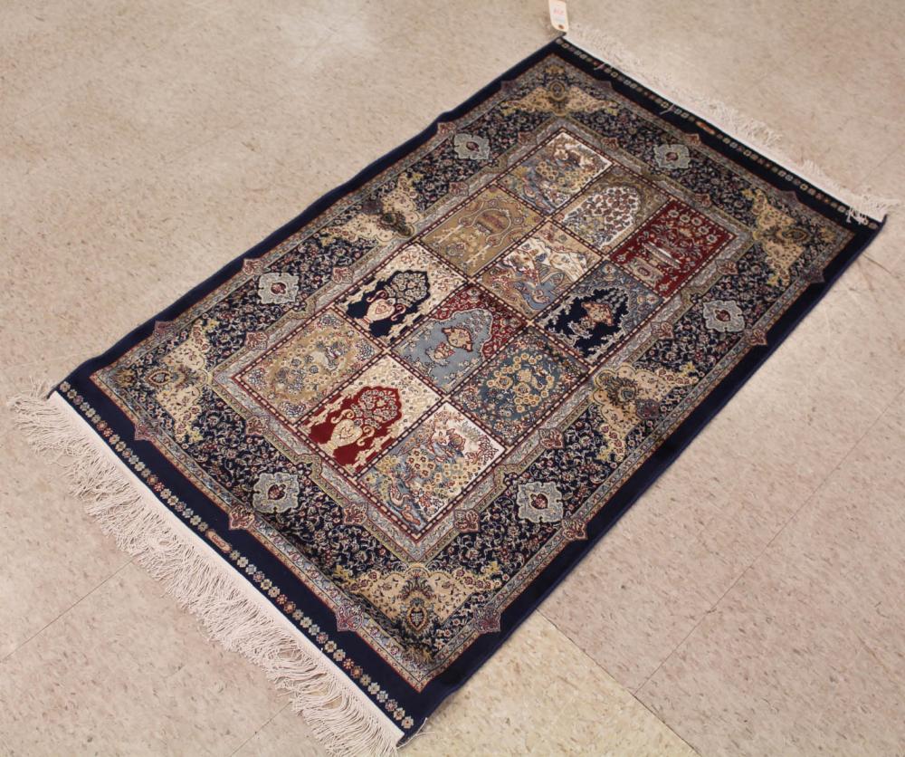 Appraisal: HAND KNOTTED TURKISH 'BAMBOO SILK' AREA RUG repeating floral panel