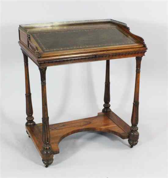 Appraisal: A William IV carved rosewood Davenport in the manner of