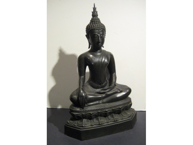 Appraisal: SEATED BRONZE MEDICINE BUDDHA FIGURE In good posture within a