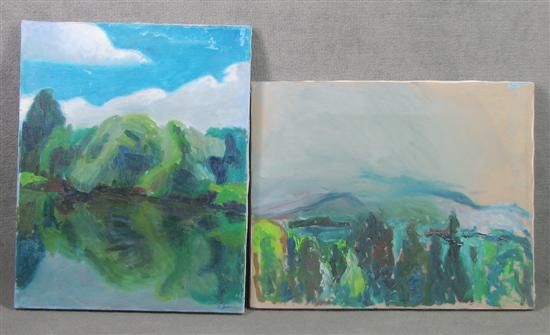 Appraisal: Turner Sally Virginia - Pair of abstract landscapes oil on