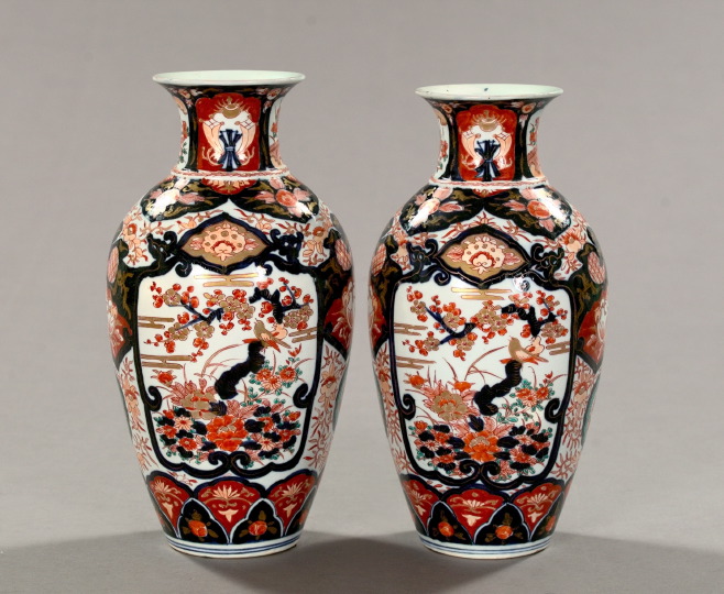 Appraisal: Pair of Japanese Meiji Imari Porcelain Vases of baluster form