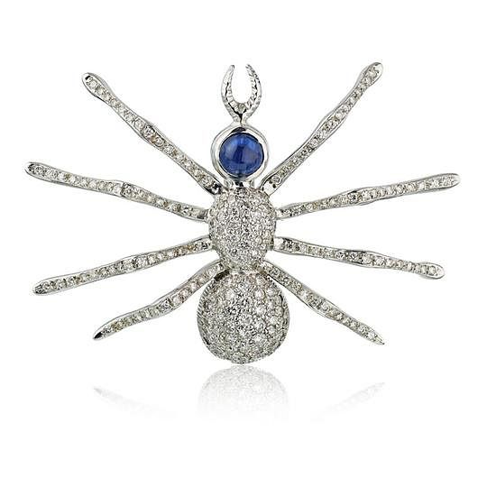 Appraisal: K WHITE GOLD DIAMOND SPIDER BROOCH K WHITE GOLD DIAMOND