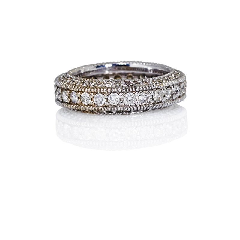 Appraisal: SUBSTANTIAL DIAMOND K WHITE GOLD ETERNITY BAND Row of bead