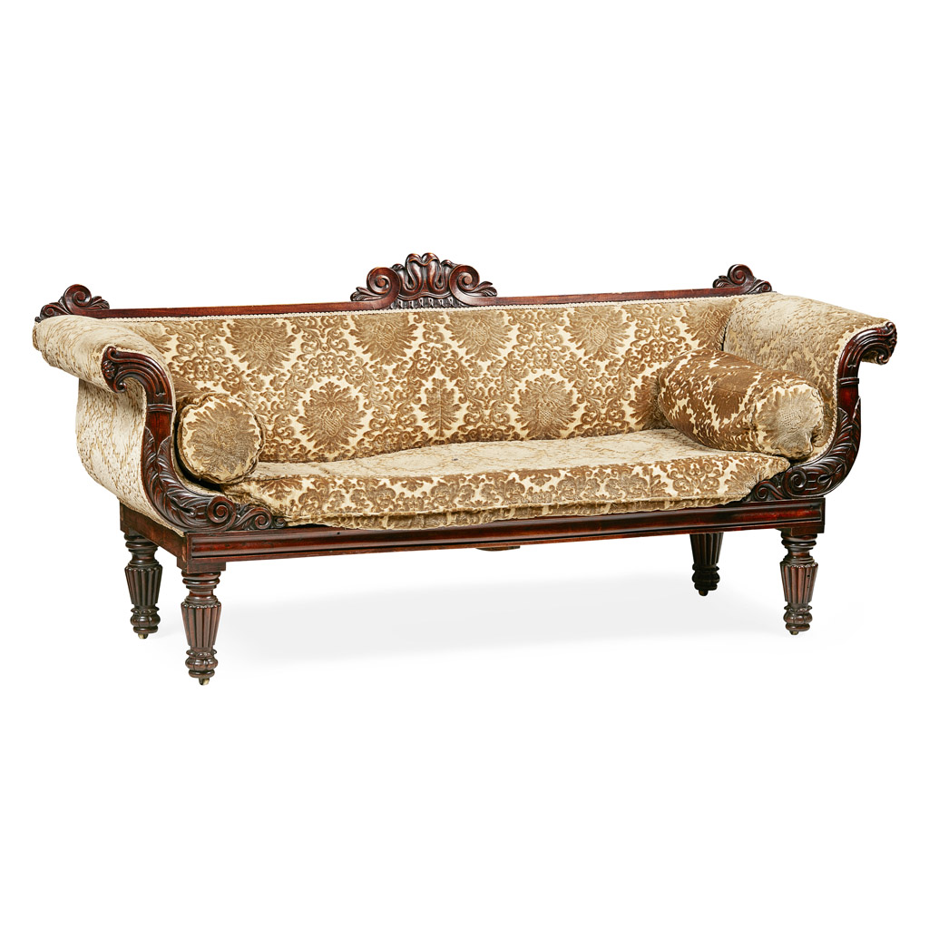 Appraisal: GEORGE IV ROSEWOOD SOFA EARLY TH CENTURY the low straight