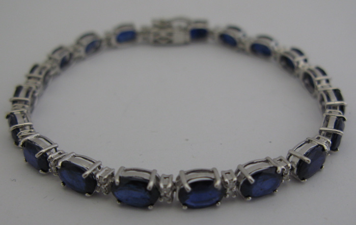 Appraisal: SAPPHIRE DIAMOND AND K WHITE GOLD BRACELET with appraisal -