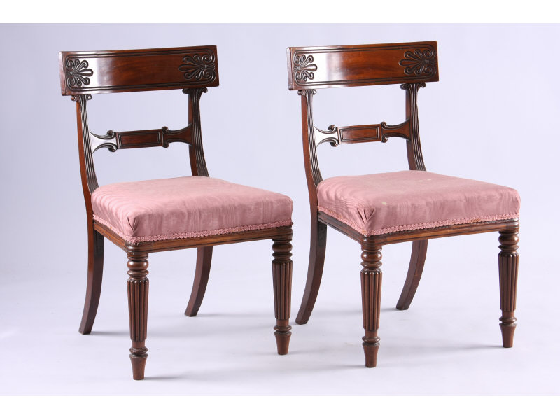 Appraisal: Pair of Regency Side Chairs English ca mahogany having a