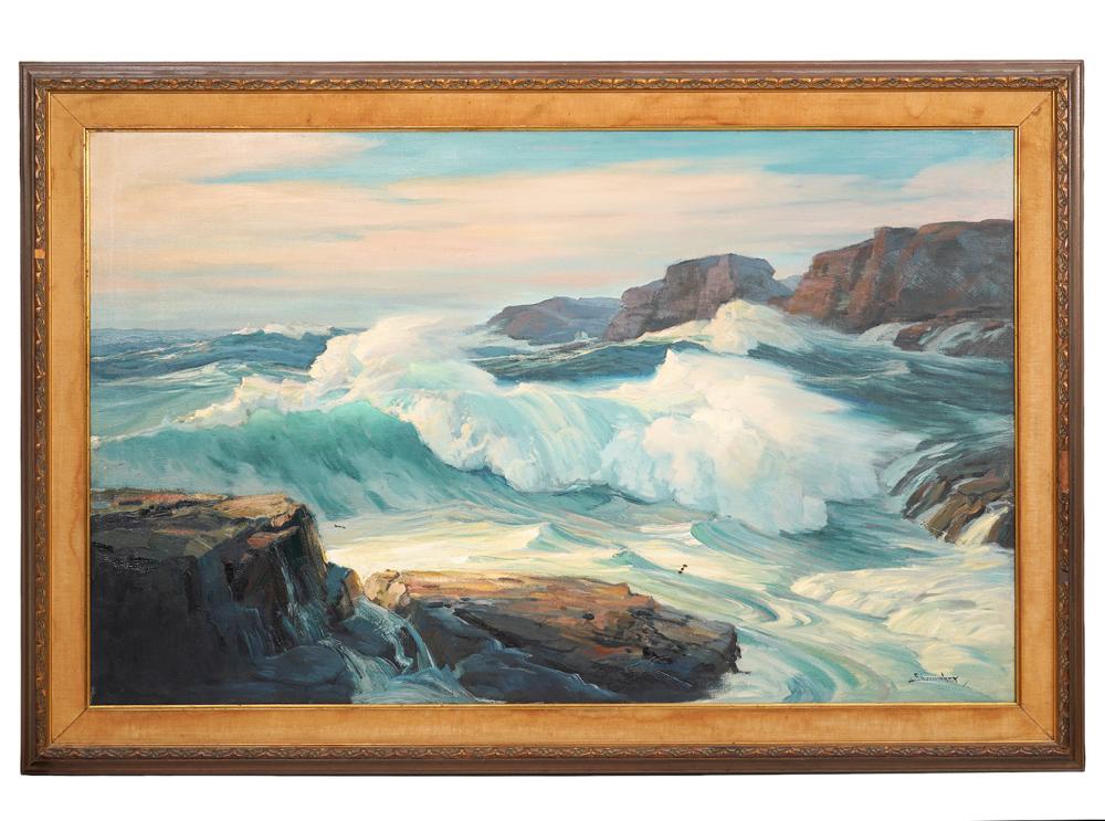 Appraisal: PHILIP SHUMAKER 'BLUE SEAS' OIL ON CANVASPhilip Shumaker American -