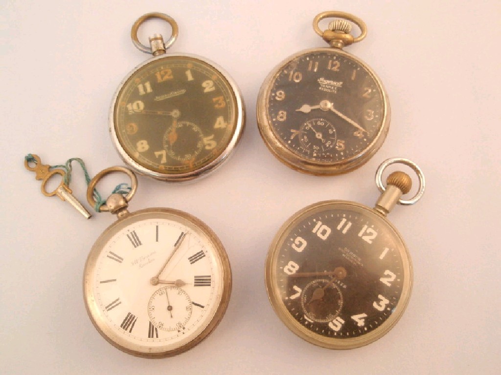 Appraisal: Three black dial pocket watches and a silver cased example