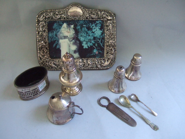 Appraisal: A silver mounted shaped rectangular photograph frame probably London a