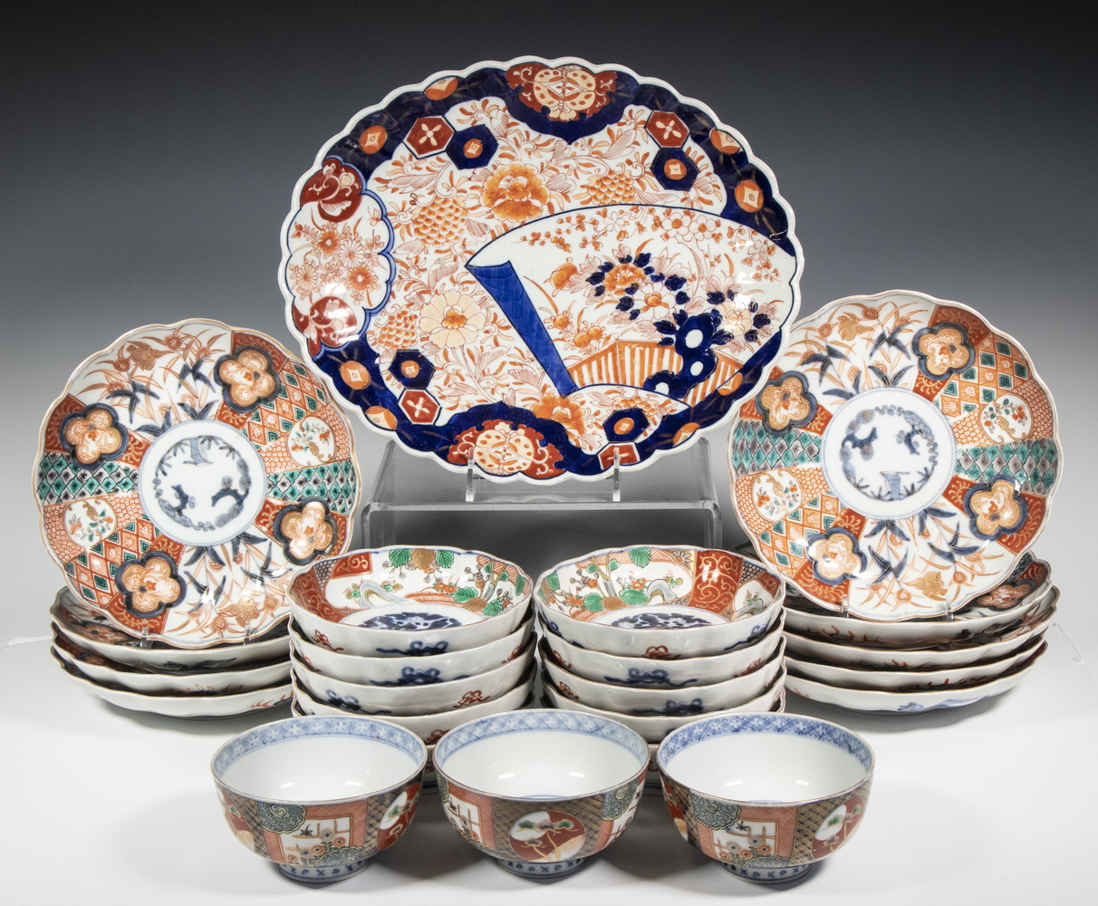 Appraisal: JAPANESE IMARI DISHES Group of Pieces of Hand Painted Imari