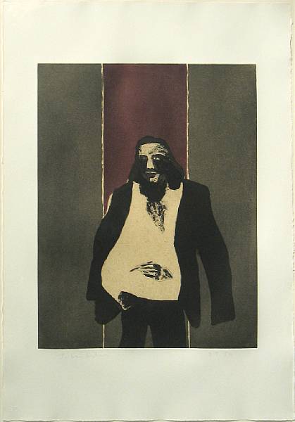 Appraisal: Fritz Scholder American - Self Portrait in Rome Color lithograph