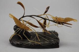 Appraisal: Japanese Carved Shrimp Sculpture Japanese Carved Shrimp Sculpture Height in