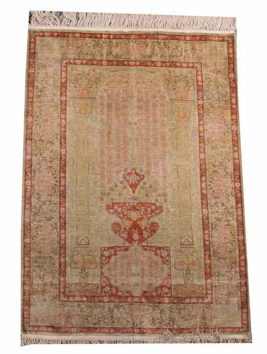 Appraisal: TURKISH SILK HEREKE RUG ft in x ft in