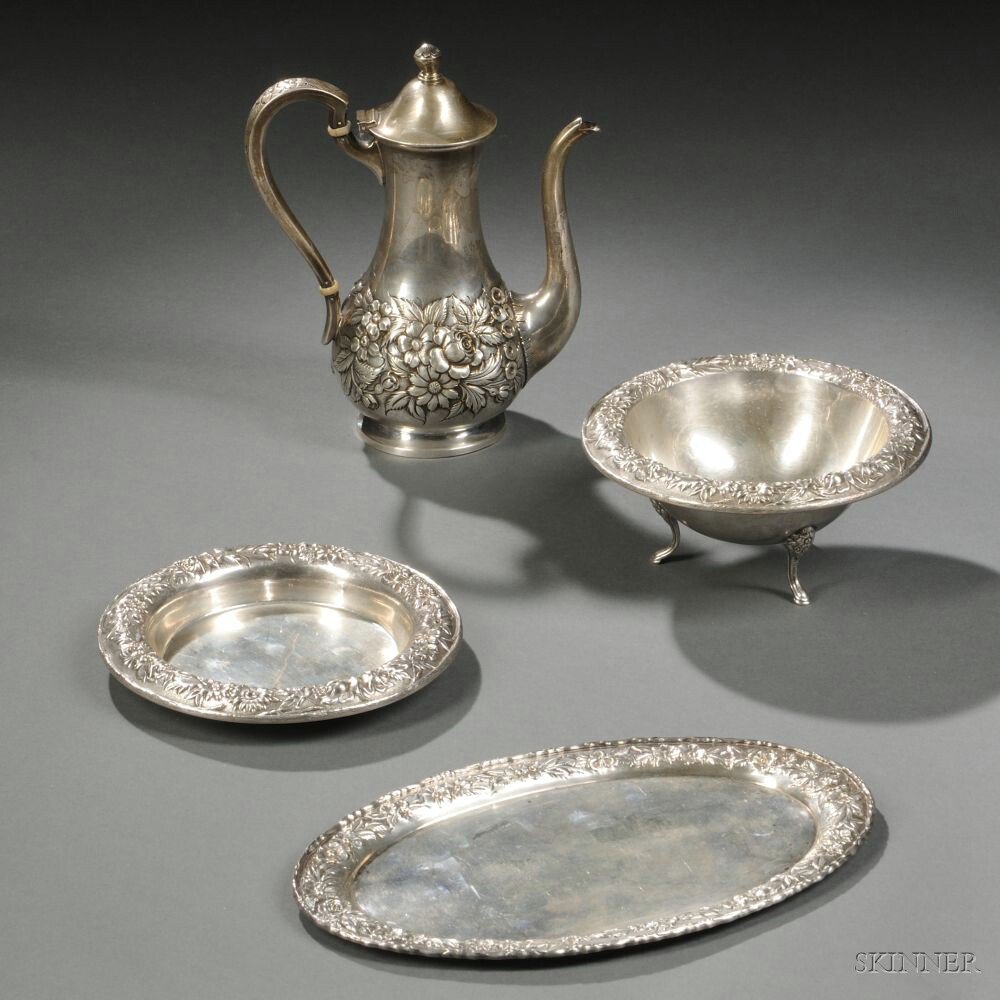 Appraisal: Four Pieces of Kirk Sterling Silver Hollowware Baltimore Maryland all