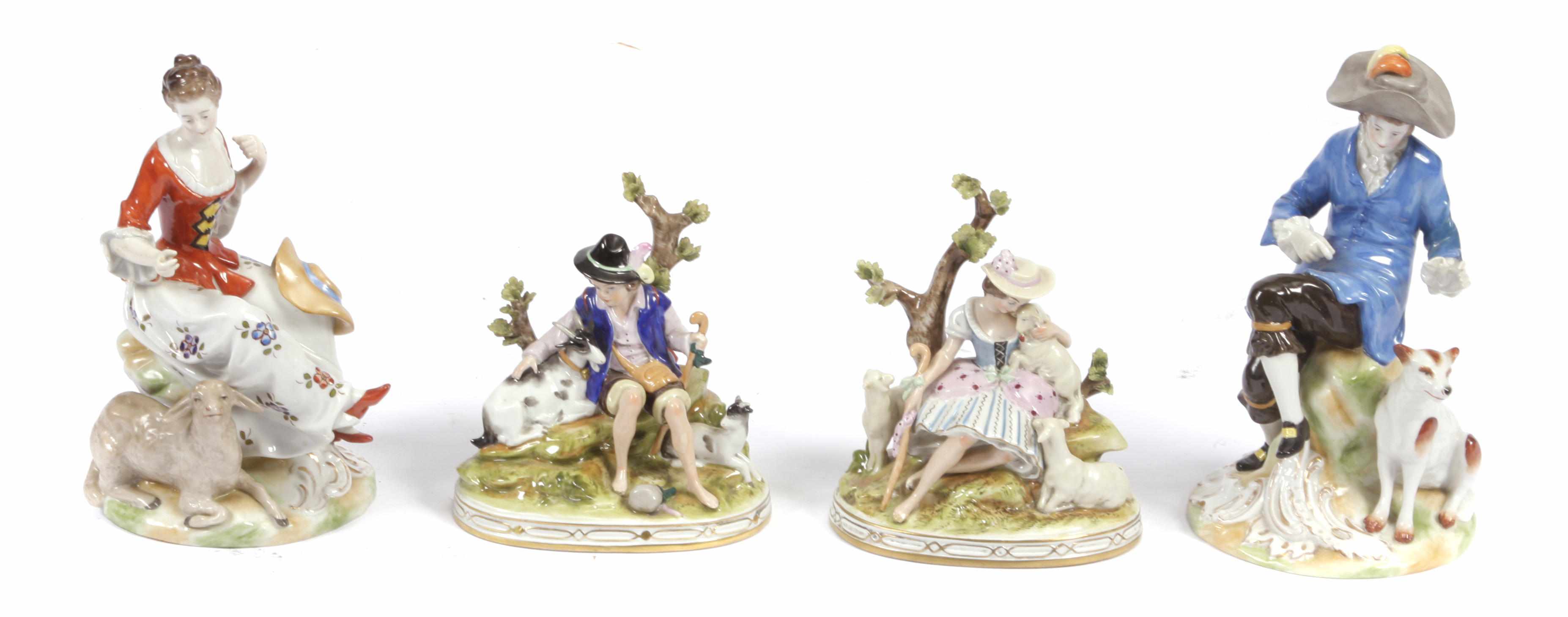 Appraisal: A group of four Continental porcelain figural groups height of