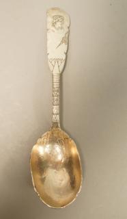 Appraisal: Heavy SHEIBLER Etruscan Sterling Serving Spoon H Heavy SHEIBLER Etruscan