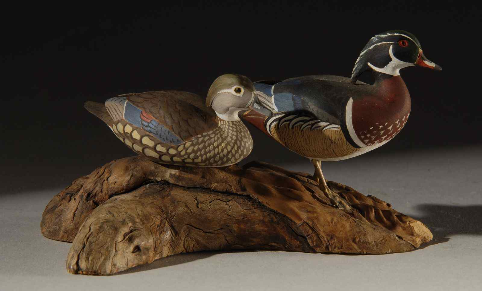 Appraisal: PAIR OF MINIATURE WOOD DUCKSBy Allen J King - of