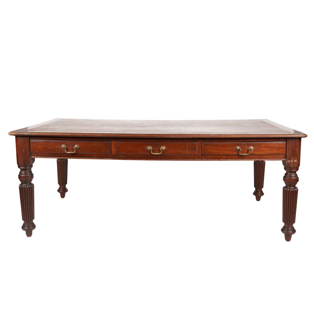 Appraisal: WILLIAM IV MAHOGANY PARTNER'S DESKhaving three drawers on each side