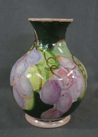 Appraisal: tall x wide - Turned clay pottery with handpainted grapes