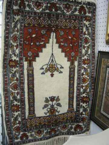 Appraisal: Hamadan Persian Handmade Prayer Rug floral ivory field ' x