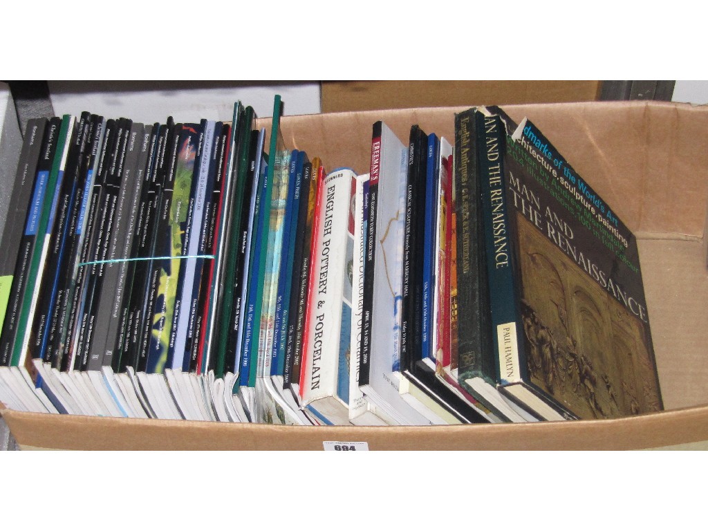 Appraisal: Box of assorted auction catalogues reference books etc