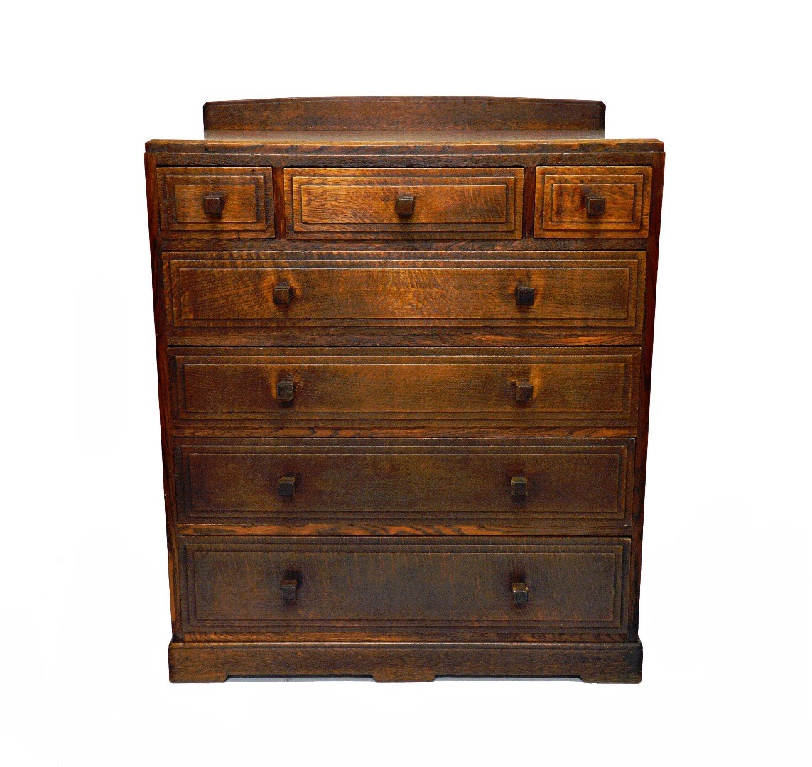 Appraisal: A th century oak chest of three long over four