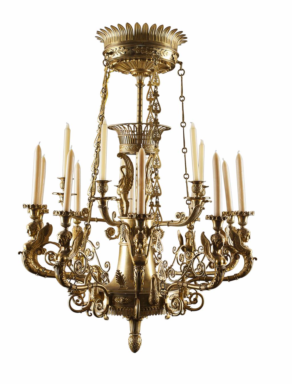 Appraisal: NEOCLASSICAL GILT METAL CHANDELIER POSSIBLY SCANDINAVIAN OR RUSSIAN EARLY TH