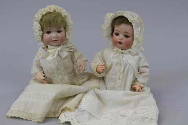 Appraisal: LOT OF TWO GERMAN BISQUE BABY DOLLS Slightly larger is