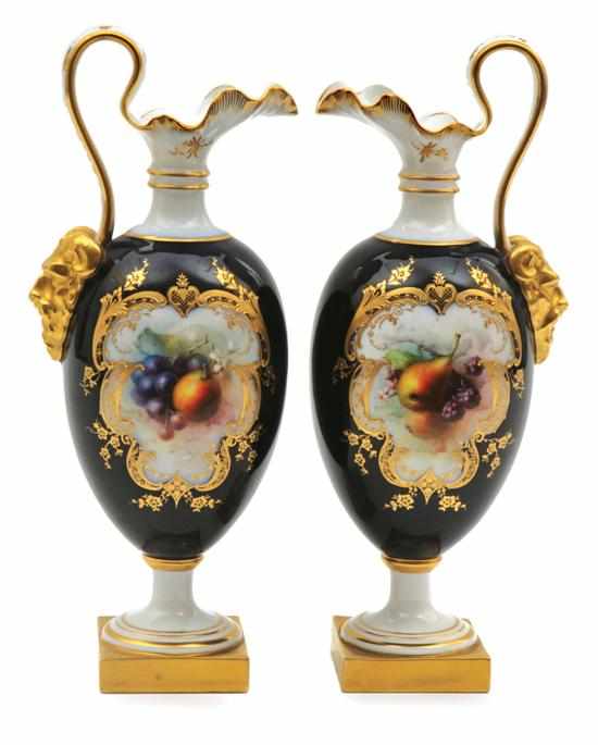 Appraisal: A fine quality pair of Royal Worcester porcelain ewers Signed