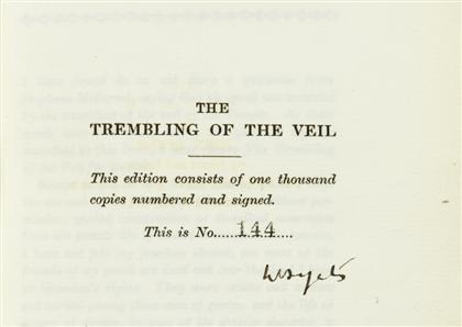 Appraisal: vol Yeats William Butler Trembling of the Veil London T