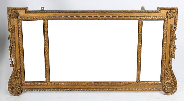 Appraisal: A GEORGE III OVERMANTLE MIRROR the moulded gilt frame with