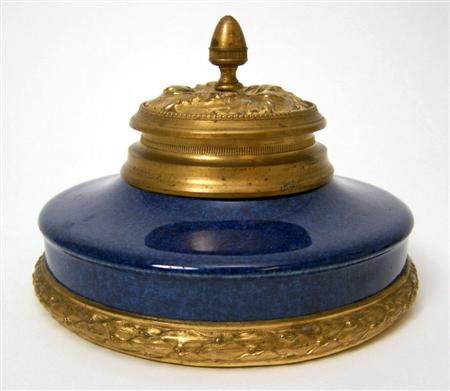 Appraisal: A th century Sevres porcelain and gilt metal inkwell of