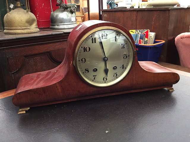 Appraisal: AN EARLY TH CENTURY STAINED PINE CASED GERMAN MANTLE CLOCK