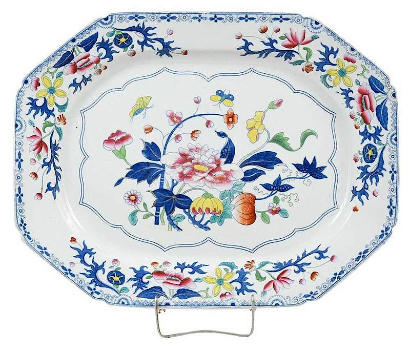 Appraisal: Large Platter Brightly Decorated with Florals British probably early th