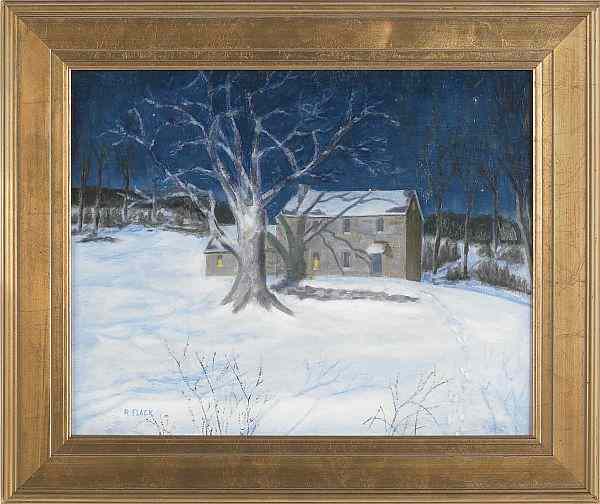 Appraisal: Rita Flack American th st c winter landscape with a