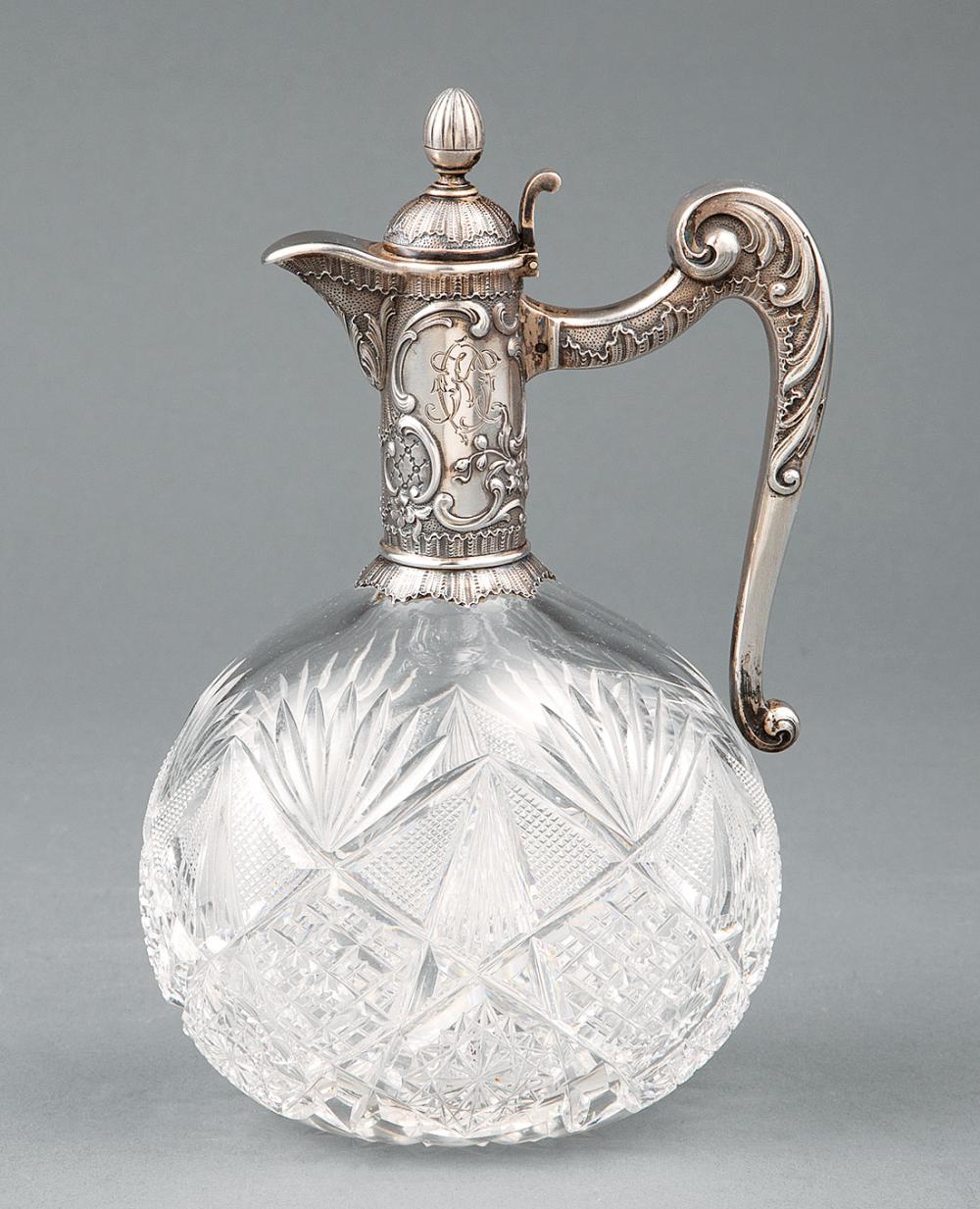 Appraisal: Imperial Russian Silver-Mounted Brilliant Cut Glass Claret Jug zolotnik mark