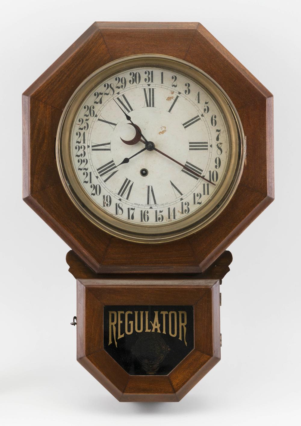 Appraisal: INGRAHAM REGULATOR WALL CLOCK EARLY TH CENTURY HEIGHT WIDTH DEPTH