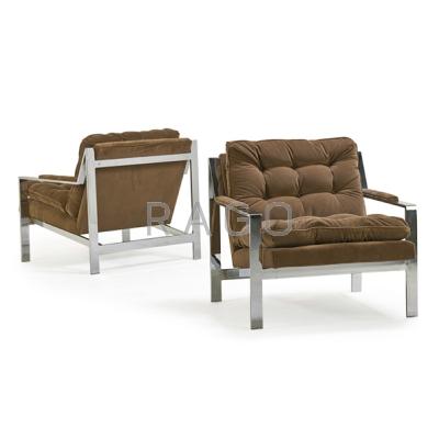 Appraisal: MILO BAUGHMAN - THAYER COGGIN Pair of Angle Bar lounge