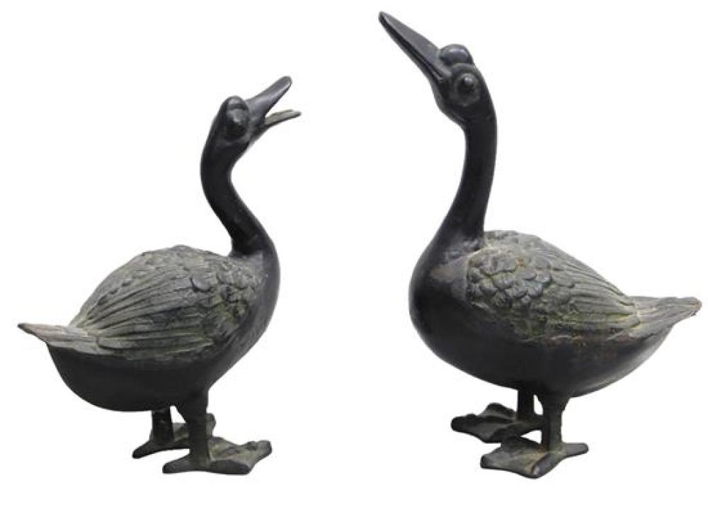 Appraisal: GARDEN Pair of iron duck sculptures th C Japanese each