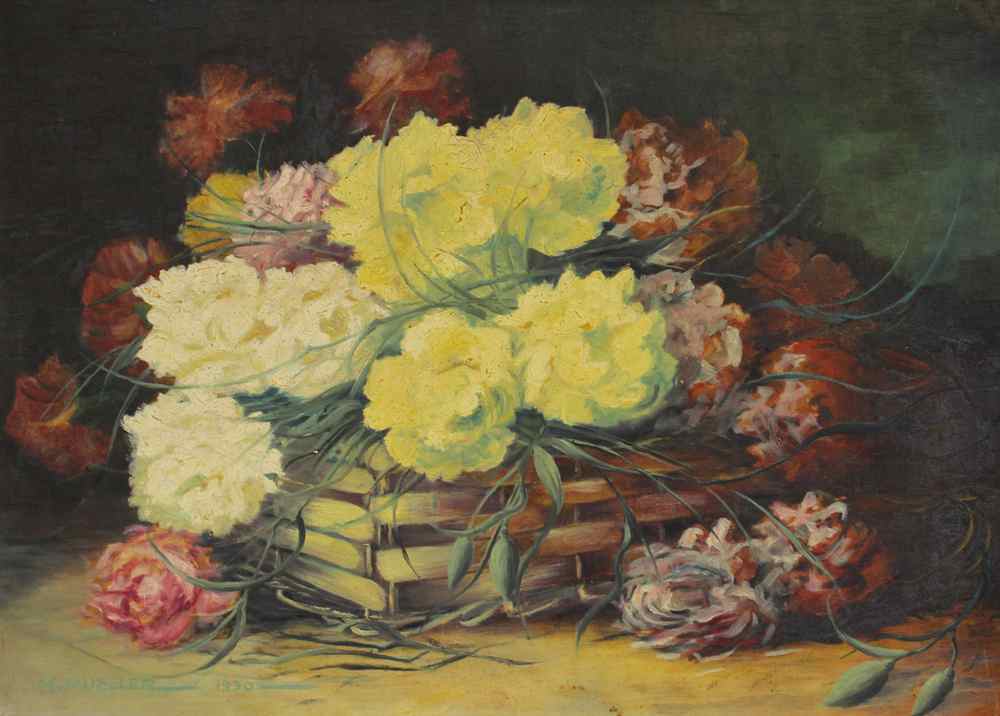 Appraisal: GOOD FLORAL STILL LIFE OIL ON CANVAS SIGNED M MUELLER